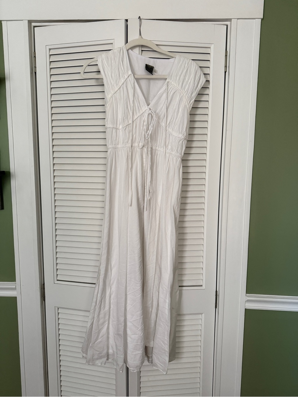 Taylor White Sleeveless Maxi Dress with Front Tie